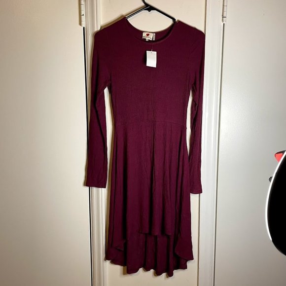 Burgundy Hi-Low Skater Dress L - Picture 4 of 4